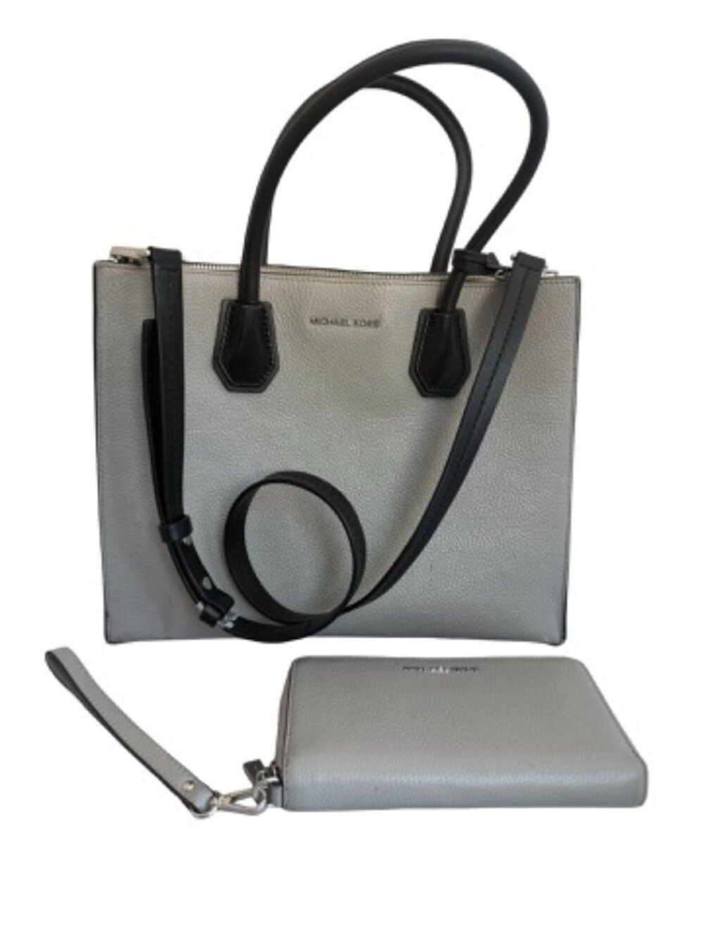 Michael Kors Mercer Grey White Colorblock Tote Bag Crossbody One Size Women's